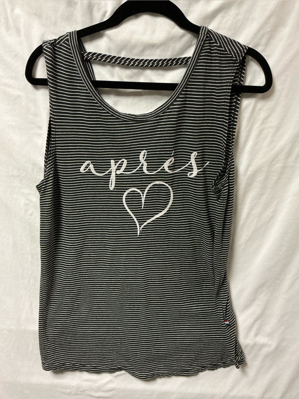 Sol Angeles Black & White Striped 'apres' Graphic Tank